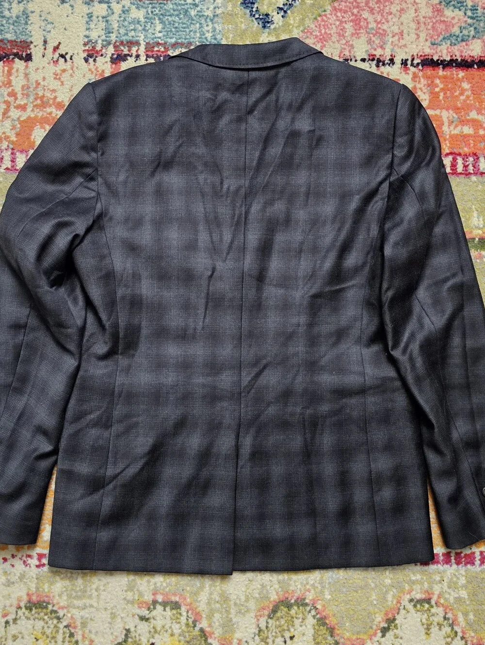 Ted Baker Men's Blazer Sport Coat Size 4 Measures 40R Gray Plaid 100% Wool